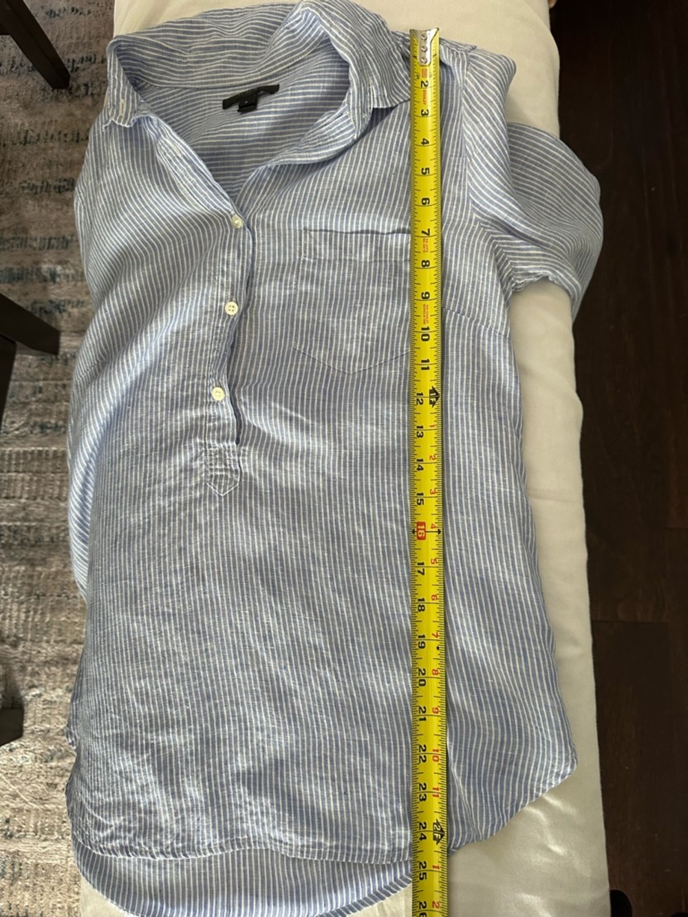 J.Crew Blue White Stripe Popover Button Front Shirt Women’s Size 2 Cotton - Picture 7 of 8